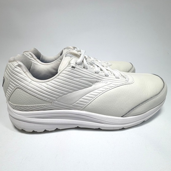 Brooks Addiction Walker 2 Men's 10 2E White Leather Slip Resistant